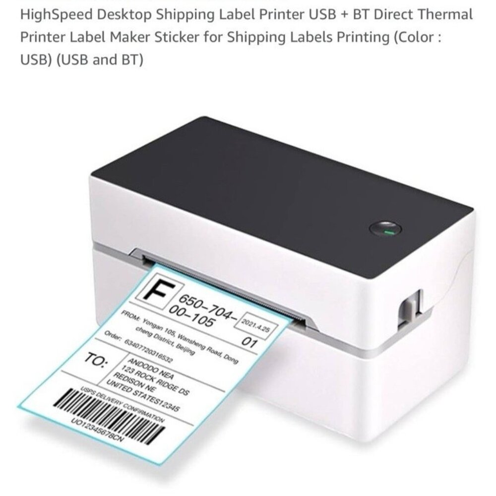 TDL402 Thermal Label Printer 203DPI USB Bluetooth High-Speed Barcode Sticker New